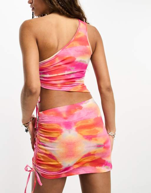 Tie dye ruched top skirt