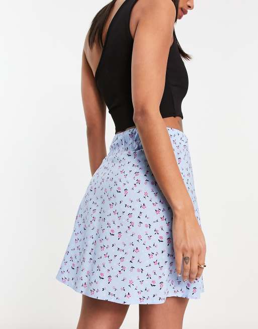 Light blue shop floral mini skirt