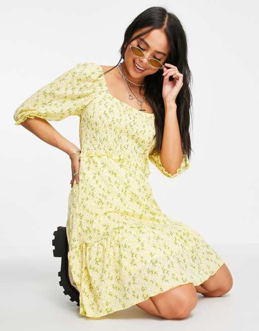 Yellow ditsy floral store dress