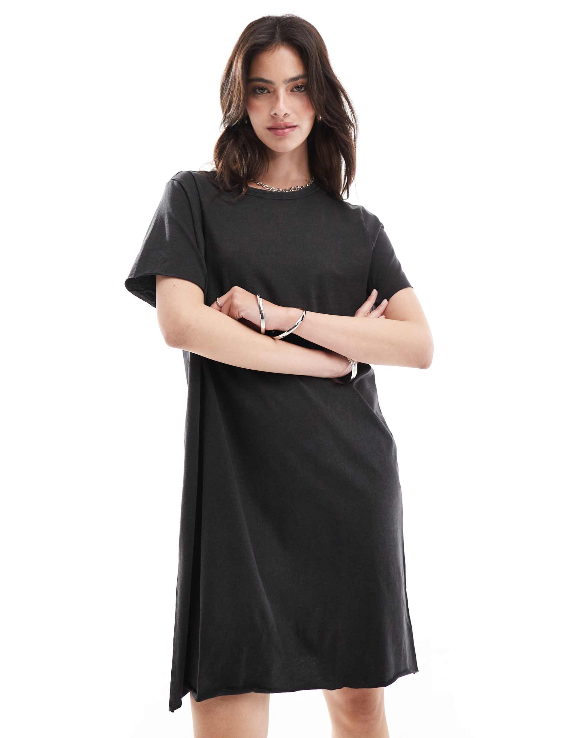 only mini t-shirt dress in washed black