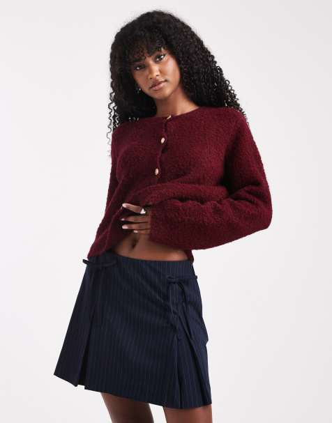 ONLY - Minigonna blu navy gessata con fiocco - view 1