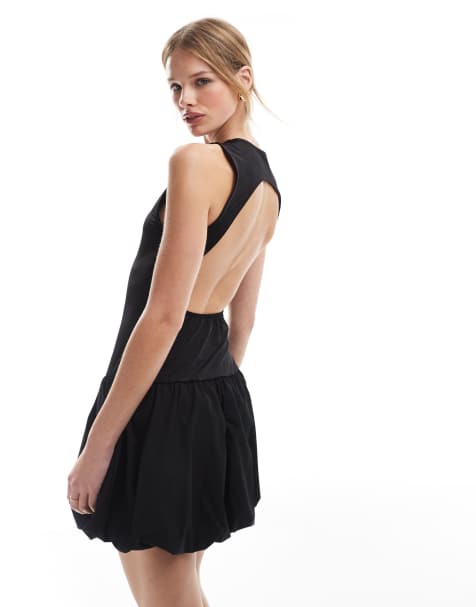 ONLY – Minikleid in Schwarz mit Ballonsaum und Rückenausschnitt - view 1