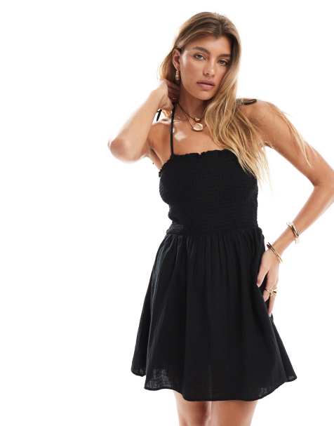 ONLY – Minikleid in Schwarz mit gerafftem Oberteil - view 1