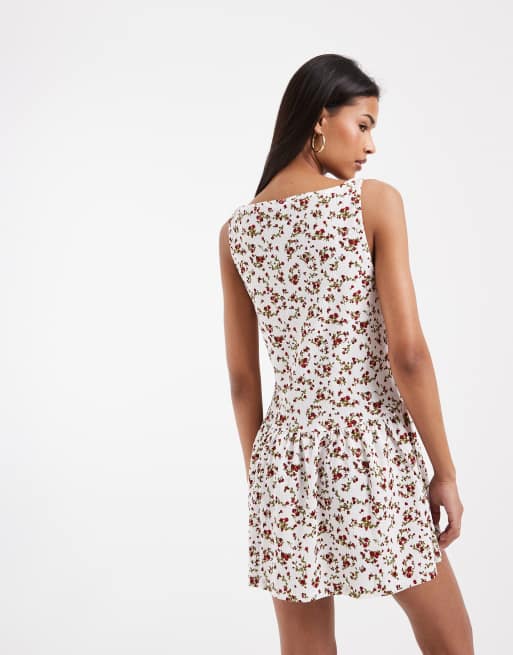ONLY – Minikleid in Weiß mit Blumenmuster, 4 von 4