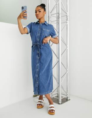 Only Miriam belted denim midi dress | ASOS