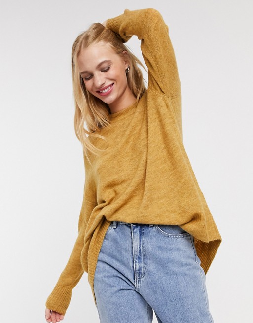 Only mirna long sleeve jumper in yellow
