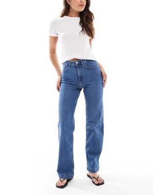 ONLY - Mishy - Jean ample à taille haute - Bleu moyen délavé