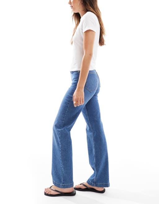 ONLY - Mishy - Jeans met wijde pijpen en hoge taille in middenblauw met wassing, 3 van 5
