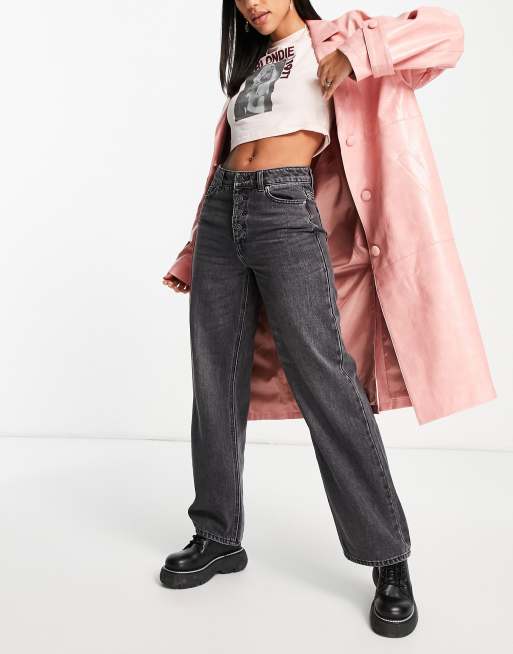 Only - Molly exposed - Jeans met wijde pijpen in zwart met wassing