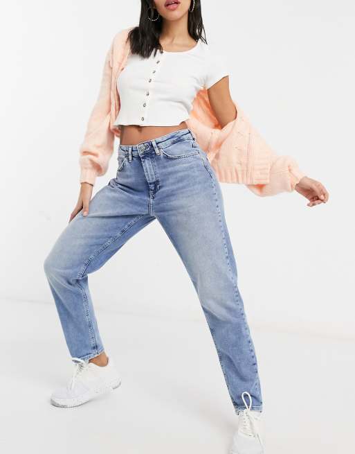 Blue washed best sale mom jeans