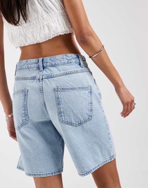 ONLY - Mom shorts ampi a vita medio alta in denim azzurro, 5 di 5