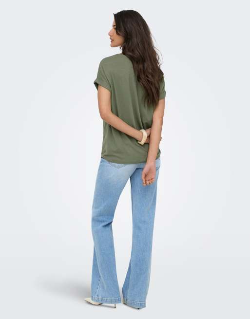 ONLY Moster crew neck short sleeve t-shirt in green, 2 of 7