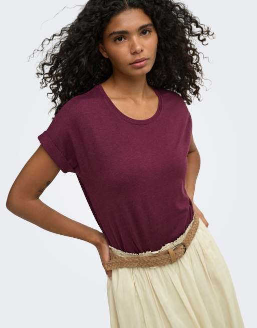 ONLY Moster t-shirt à manches courtes col ras de cou violet, 4 de 7