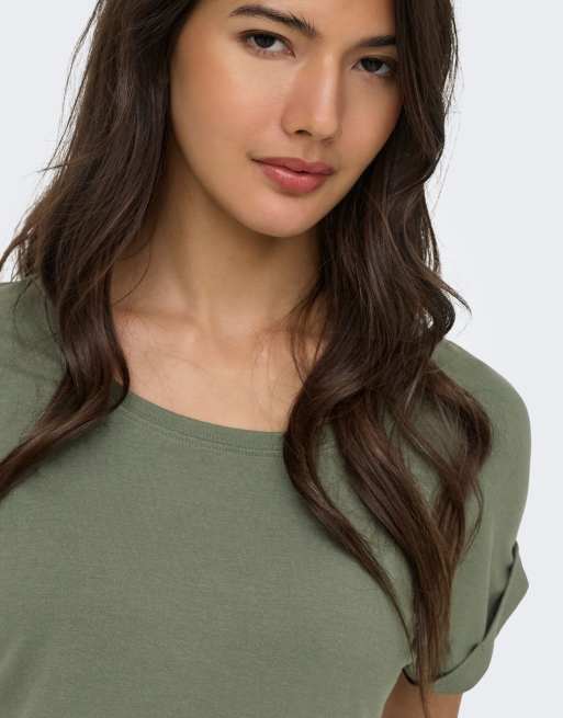 ONLY - Moster - T-shirt met korte mouwen en ronde hals in groen, 5 van 7
