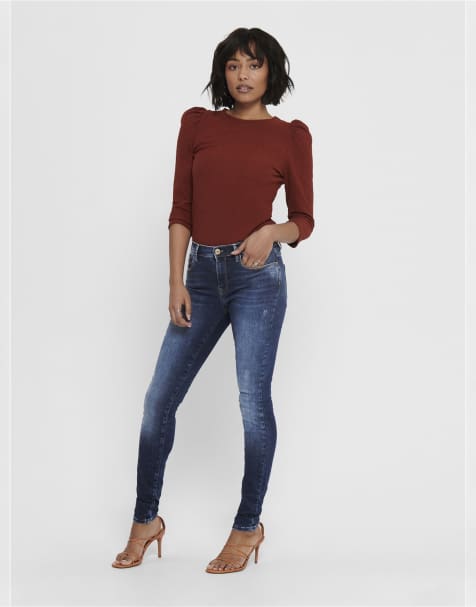 ONLY - Mørkeblå jeans i denim i skinny fit - view 1