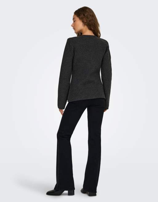 ONLY Myera Life long sleeve one-button cardigan in grey, 2 of 7