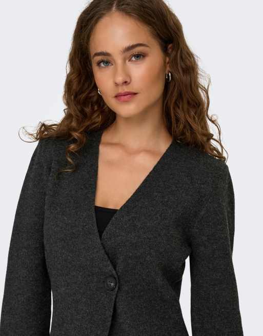ONLY Myera Life long sleeve one-button cardigan in grey, 5 of 7