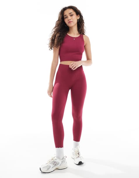 ONLY - Naadloze legging in bordeauxrood, deel van co-ord set - view 1