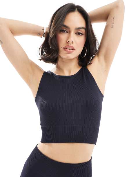 ONLY - Naadloze top in donker marineblauw, deel van co-ord set - view 1