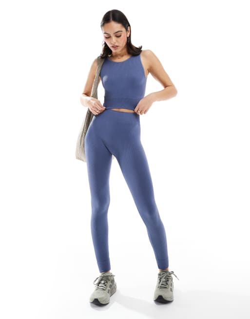 Only - Naadloze top van co-ord set in indigo, 4 van 4