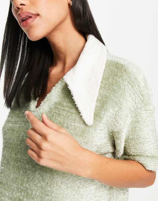 Only – Nachtwäsche – Exklusives Lounge-Set aus flauschigem Strick mit Polo-Oberteil und Shorts, 3 von 4