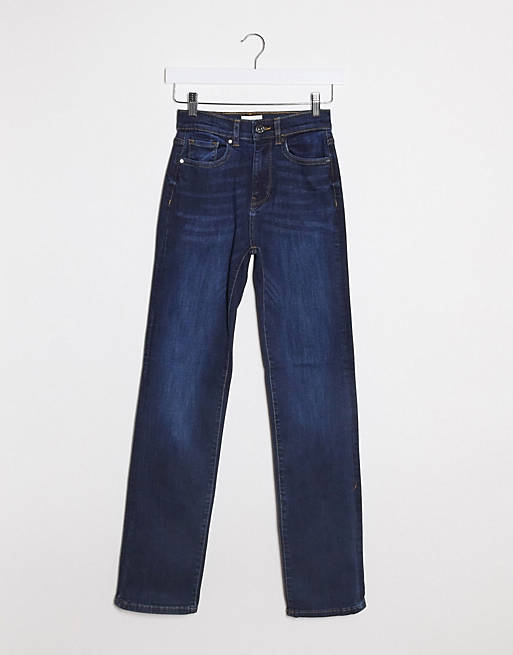 udsultet Bekostning Løs Only nahla high waisted straight leg jeans in dark blue | ASOS