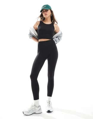 ONLY - Nahtlose Leggings in Schwarz mit hohem Bund, Kombiteil