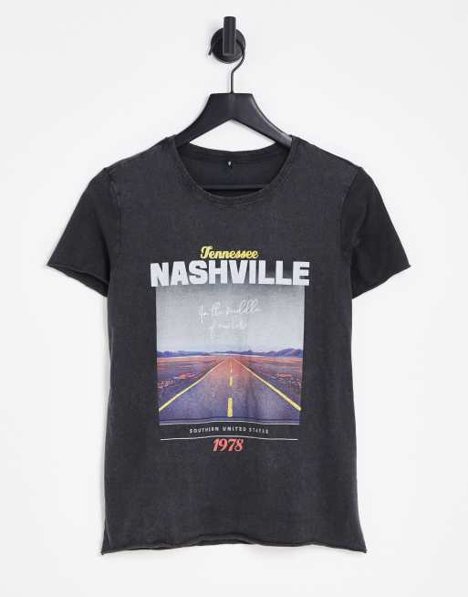 Only Nashville motif tee in washed black
