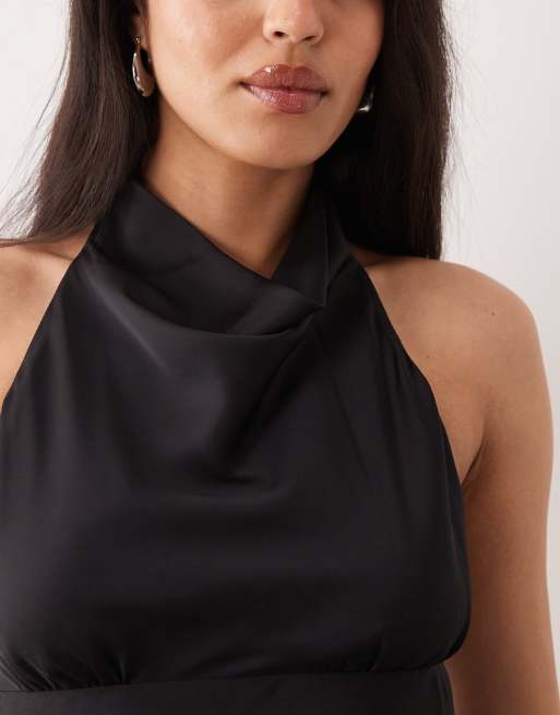 ONLY – Neckholder-Minikleid aus Satin in Schwarz, 3 von 4