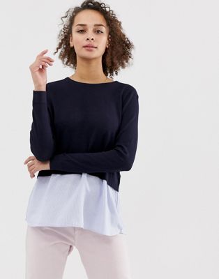 Only – New Oxford – Tröja med skjortfåll-Marinblå