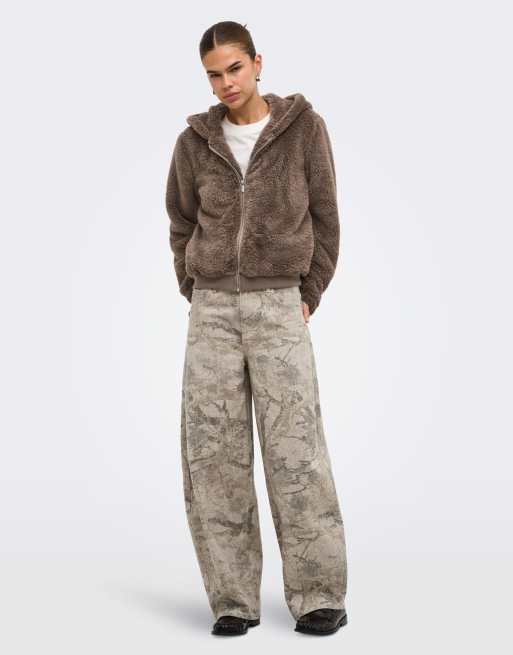 ONLY Newanna abrigo con capucha de borreguito en gris, 3 de 7