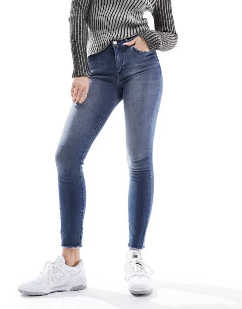 ONLY ankle length skinny jeans in blue grey denim 