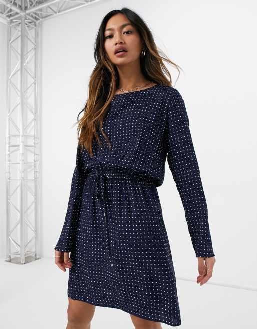 Asos navy outlet polka dot dress