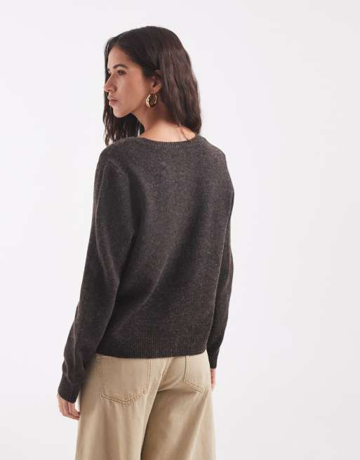 ONLY O-neck knit cardigan in dark brown, 2 of 4