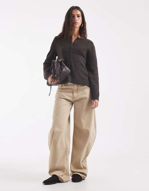 ONLY O-neck knit cardigan in dark brown, 3 of 4