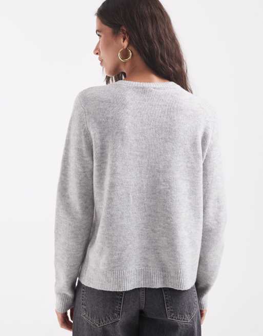 ONLY O-neck knit cardigan in light gray, 2 of 4