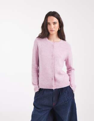 Only O-neck Knit Cardigan In Pink