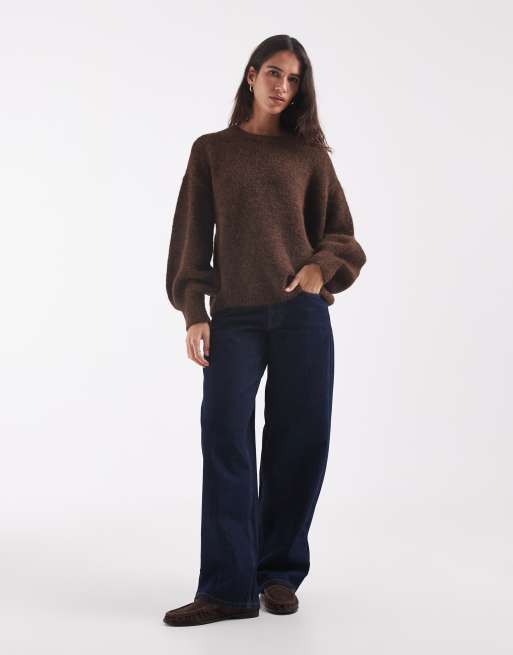 ONLY O-neck knit sweater in dark brown, 2 of 4