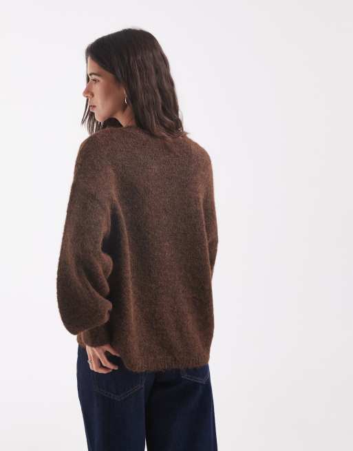 ONLY O-neck knit sweater in dark brown, 3 of 4