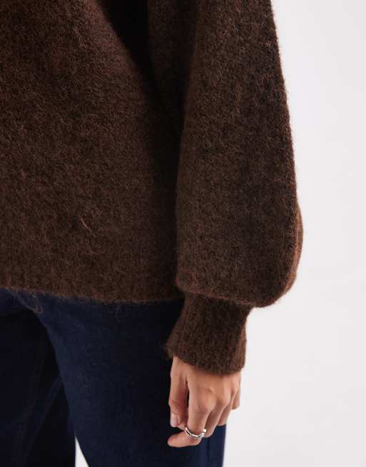 ONLY O-neck knit sweater in dark brown, 4 of 4