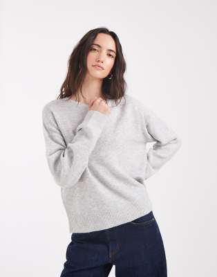Only O-neck Knit Sweater In Gray