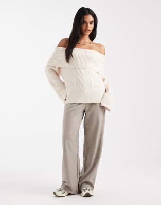 Only Off-shoulder Sleeve Detail Knit Sweater In White