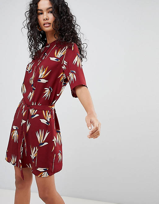 Only Olana Floral Print Belted Shirt Dress | ASOS