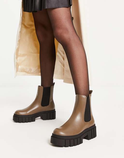Only – Oliwkowe buty z masywną podeszwą 
