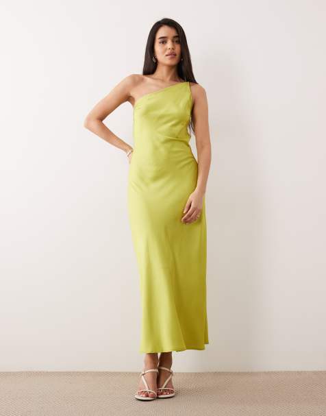 ONLY one shoulder maxi dress in light green