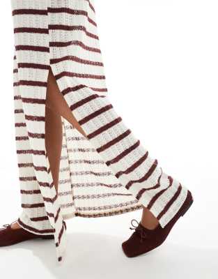 Only Open Knit Halterneck Maxi Dress With Contrast Trim In White