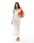 ONLY open knit maxi dress in white