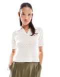 [ONLY] ONLY open knit polo in beige-Neutral 10 Birch