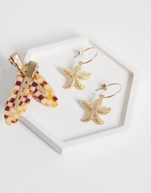 Set di gioielli Sea Stars, set di gioielli in oro, orecchini stella d