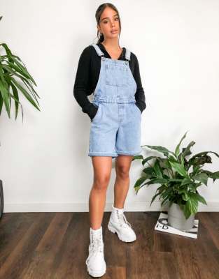 denim jumpsuit shorts outfits